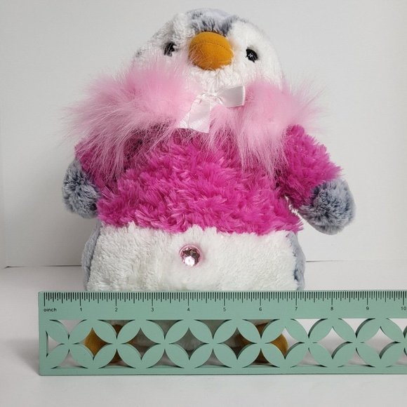 Aurora Plush Penguin Pom Pom Jewel Stuffed Animal Pink Winter Coat 2017 - Picture 9 of 16